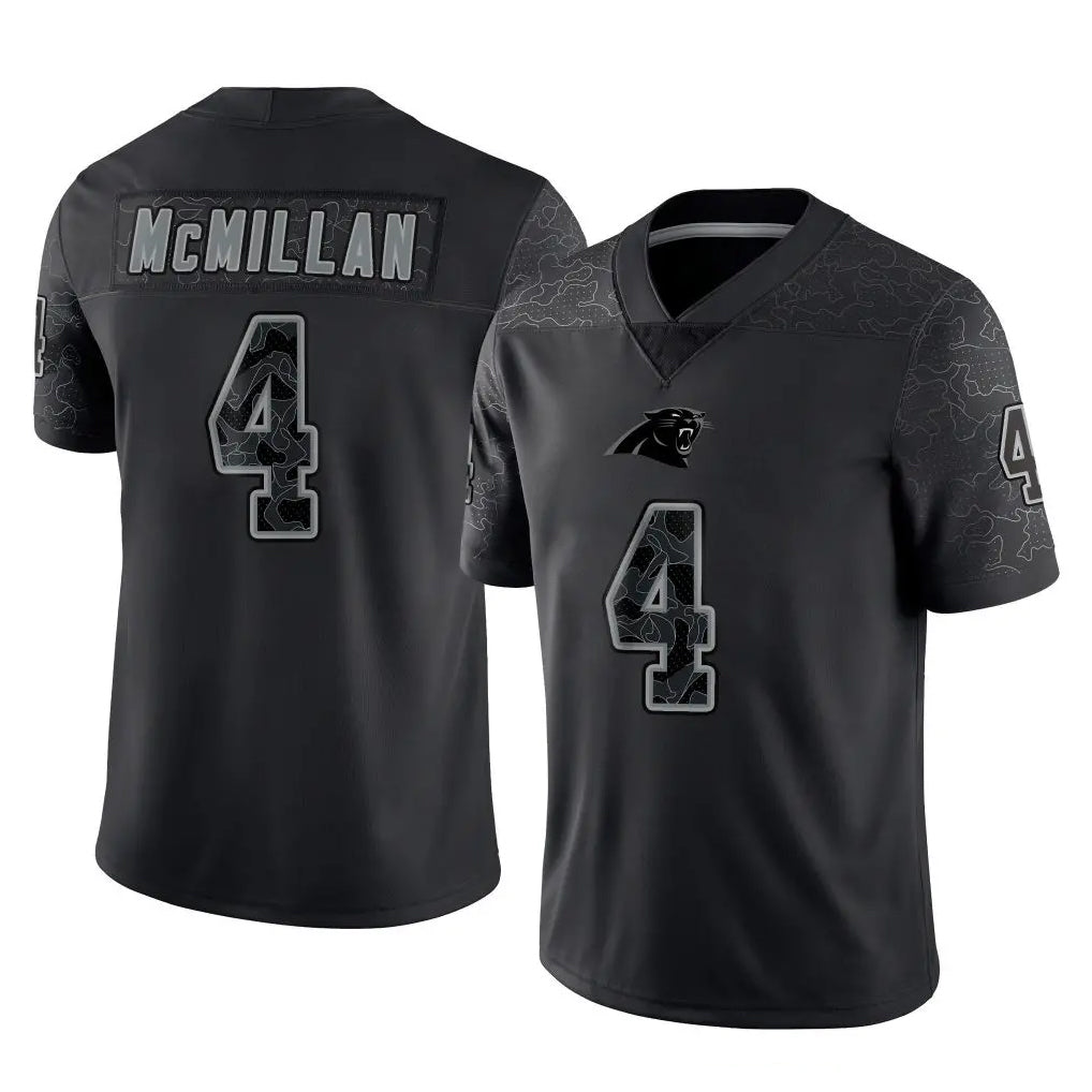 C.Panthers #4 Tetairoa McMillan Player Black Limited Reflective Game Edoa Stitched Jerseys