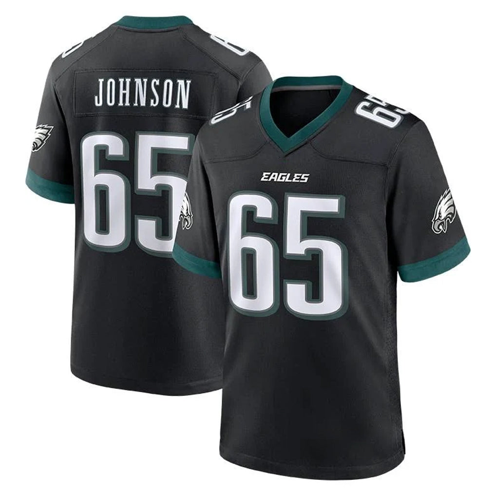 P.Eagles #65 Lane Johnson Player Black Game Home Edoa Stitched Jerseys