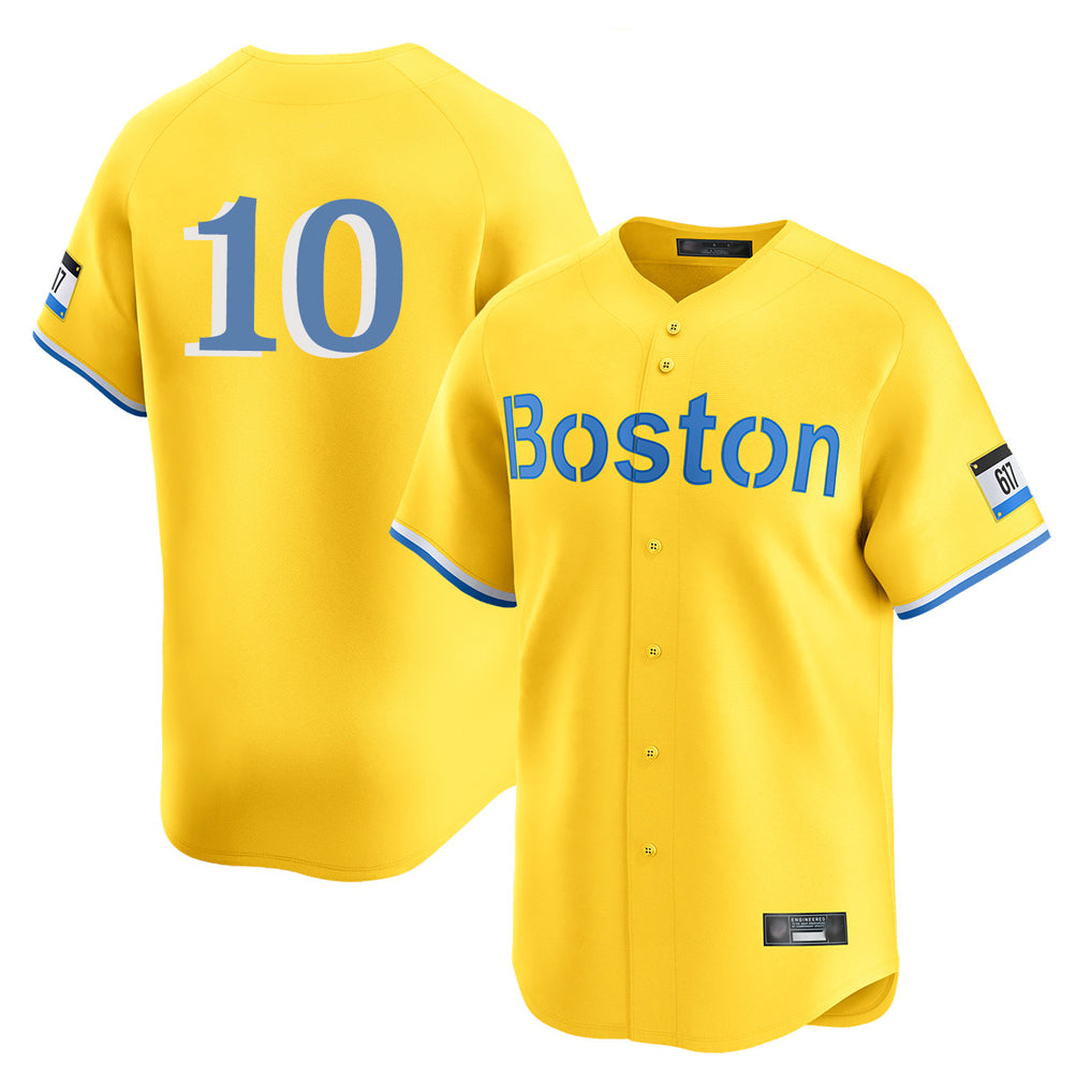 B.Red Sox #10 Trevor Story Player Yellow Limited Home Game Edoa Stitched Jerseys