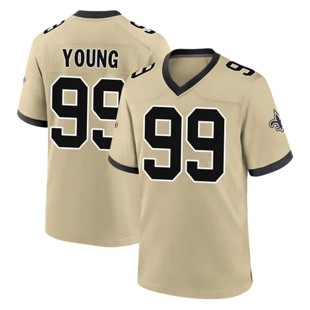 NO.Saints #99 Chase Young Player Gold Home Game Edoa Stitched Jerseys