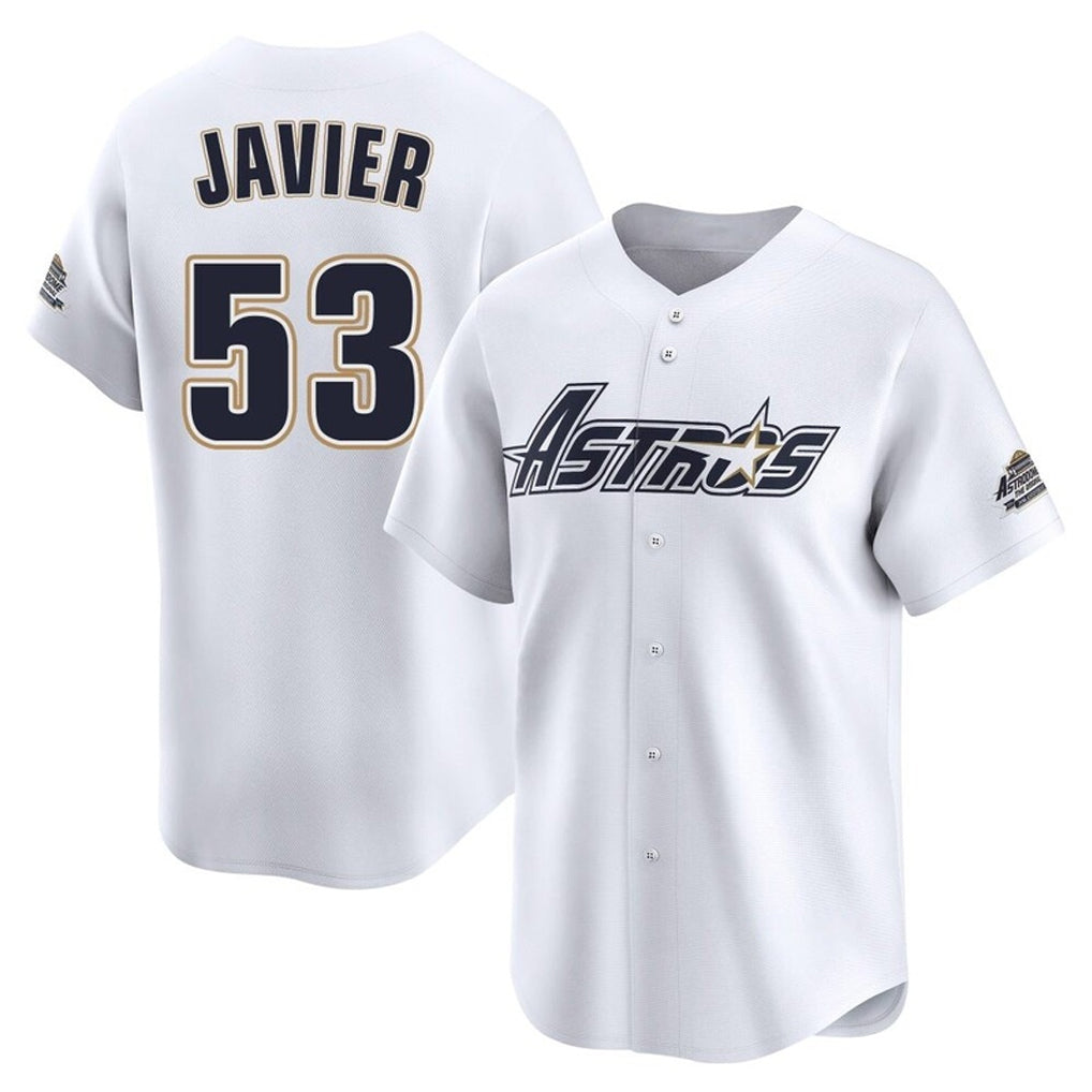 H.Astros #53 Cristian Javier Player White Throwback Cooperstown Collection Limited Edoa Stitched Jerseys