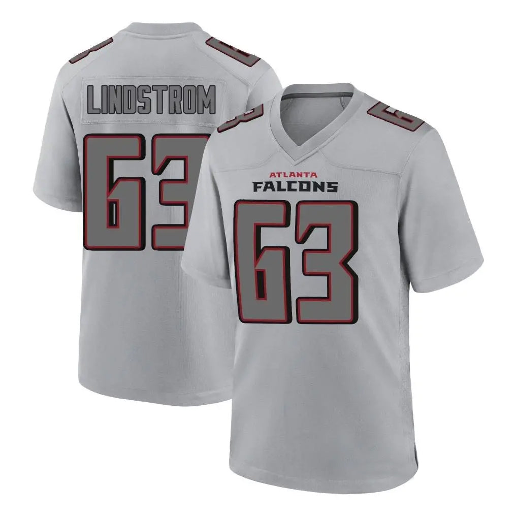 A.Falcons #63 Chris Lindstrom Branch Player Gray Fashion Home Game Edoa Stitched Jerseys