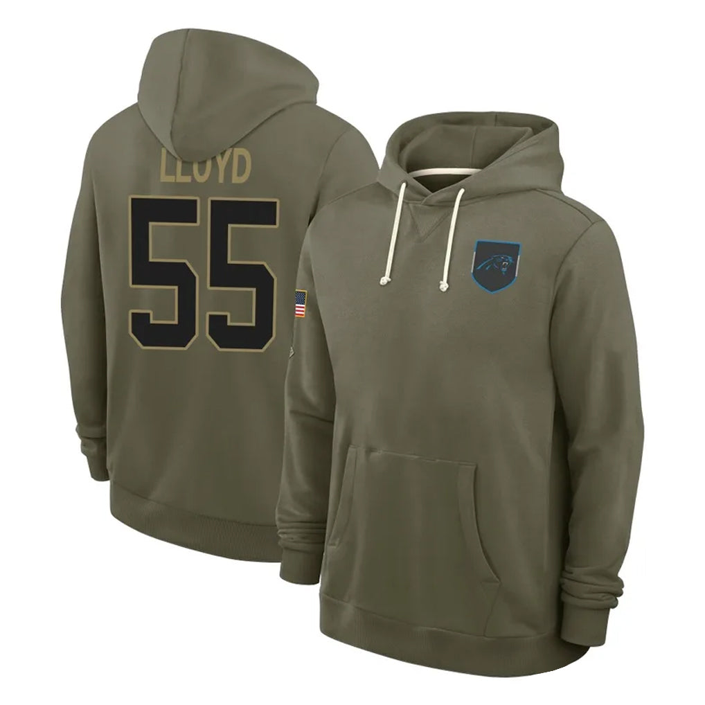 C.Panthers #55 Devin Lloyd Player Olive Salute to Service Hoodies Game Edoa Stitched Jerseys