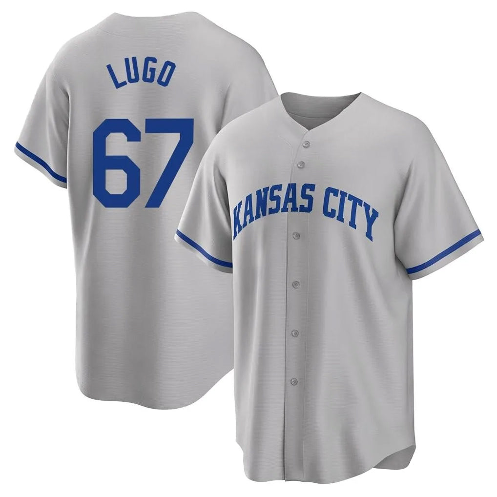 KC.Royals #67 Seth Lugo Player Gray Game Home Edoa Stitched Jerseys