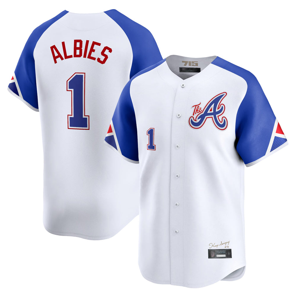 A.Braves #1 Ozzie Albies Player White City Connect Limited Home Game Edoa Stitched Jerseys
