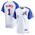 A.Braves #1 Ozzie Albies Player White City Connect Limited Home Game Edoa Stitched Jerseys