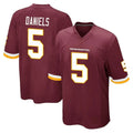 W.Commanders #5 Jayden Daniels Player Burgundy Team Color Home Game Edoa Stitched Jerseys