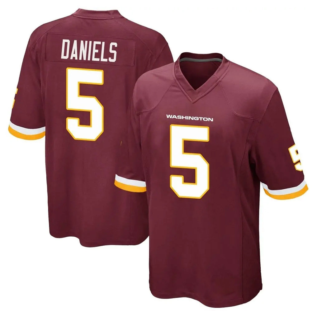 W.Commanders #5 Jayden Daniels Player Burgundy Team Color Home Game Edoa Stitched Jerseys