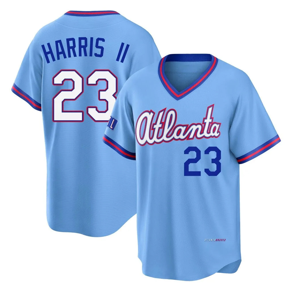 A.Braves #23 Michael Harris II Player Powder Blue 2026 City Connect T-shirt Home Game Edoa Stitched Jerseys
