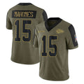 KC.Chiefs #15 Patrick Mahomes Player Olive Salute To Service Limited Game Edoa Stitched Jerseys