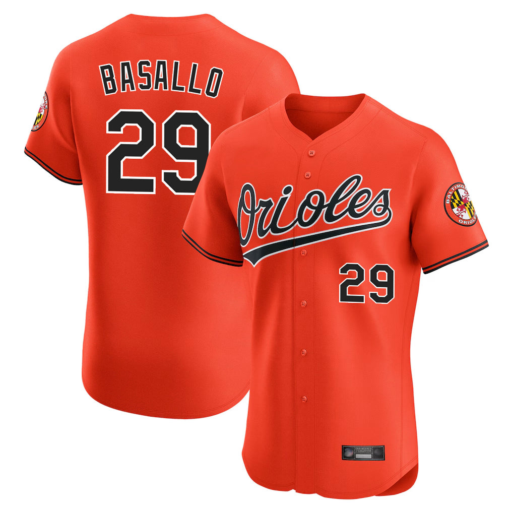 B.Orioles #29 Samuel Basallo Player Orange Limited Elite Home Game Edoa Stitched Jerseys