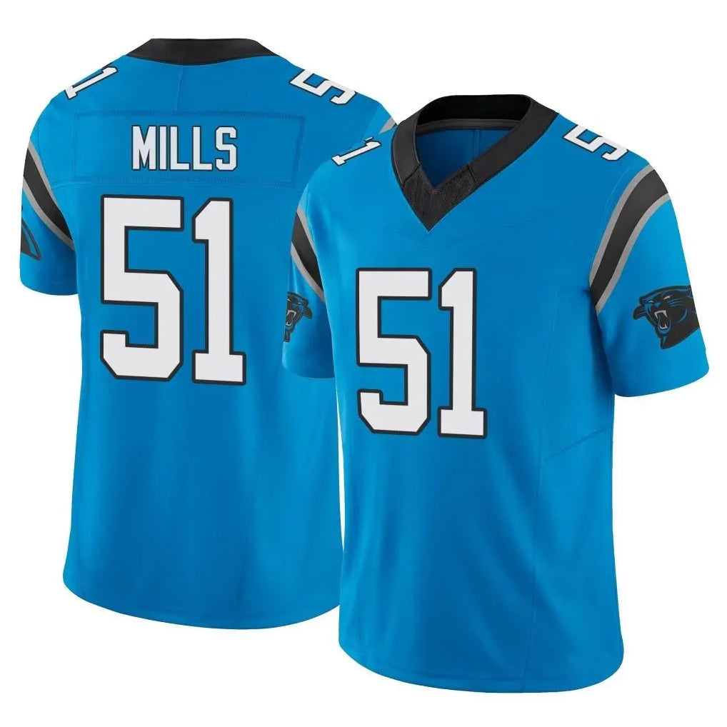 C.Panthers #51 Sam Mills Player Blue Vapor F.U.S.E. Limited Home Game Edoa Stitched Jerseys