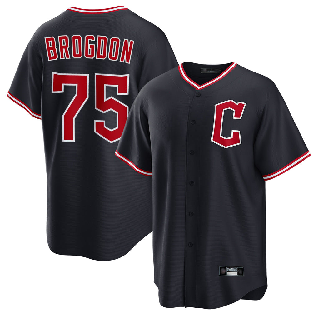 C.Guardians #75 Connor Brogdon Player Navy Home Game Edoa Stitched Jerseys