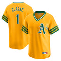 Athletics #1 Denzel Clarke Player Gold Cooperstown Collection T-shirt Game Edoa Stitched Jerseys
