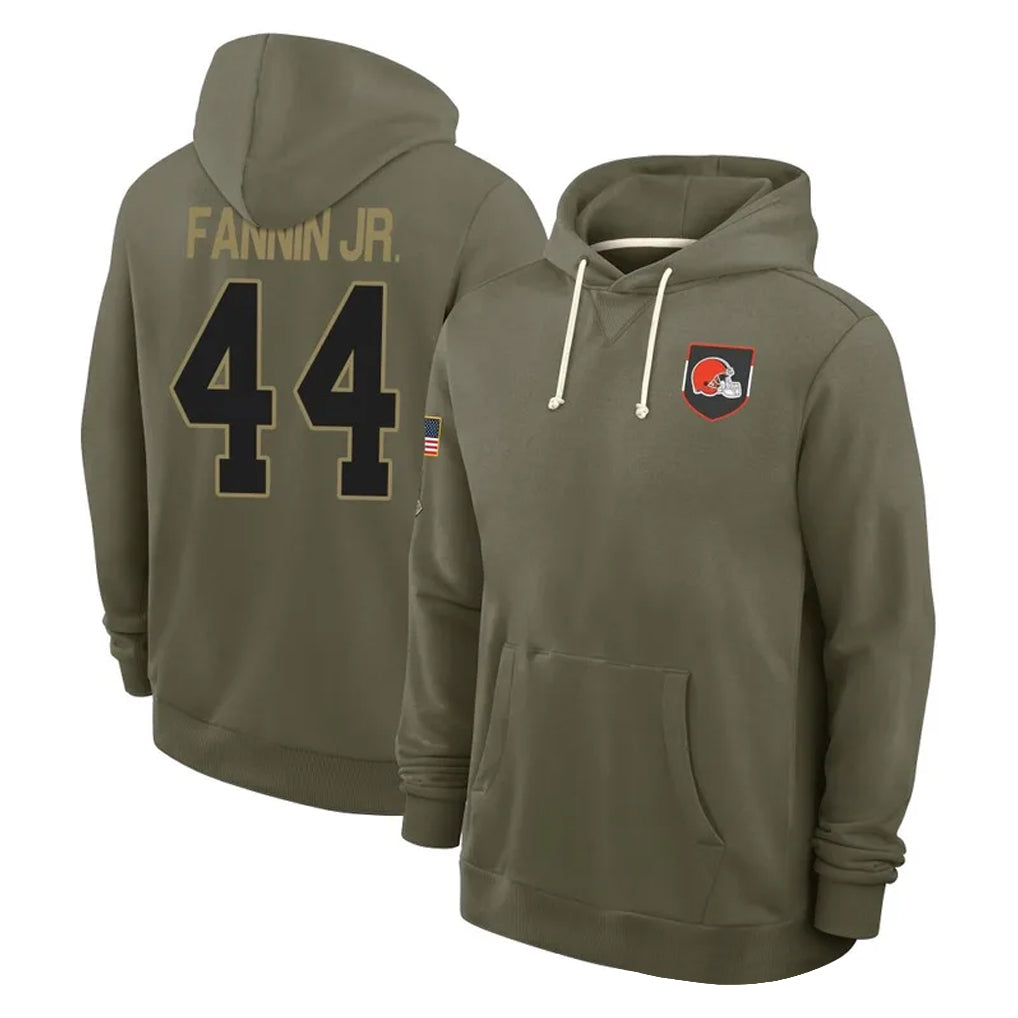 C.Browns #44 Harold Fannin Jr. Player Olive Salute to Service Pullover Hoodies Limited Edoa Stitched Jerseys