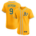 Athletics #9 Reggie Jackson Player Gold Limited Elite Home Game Edoa Stitched Jerseys