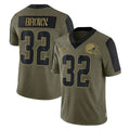 C.Browns #32 Jim Brown Player Olive Salute to Service Limited Home Game Edoa Stitched Jerseys