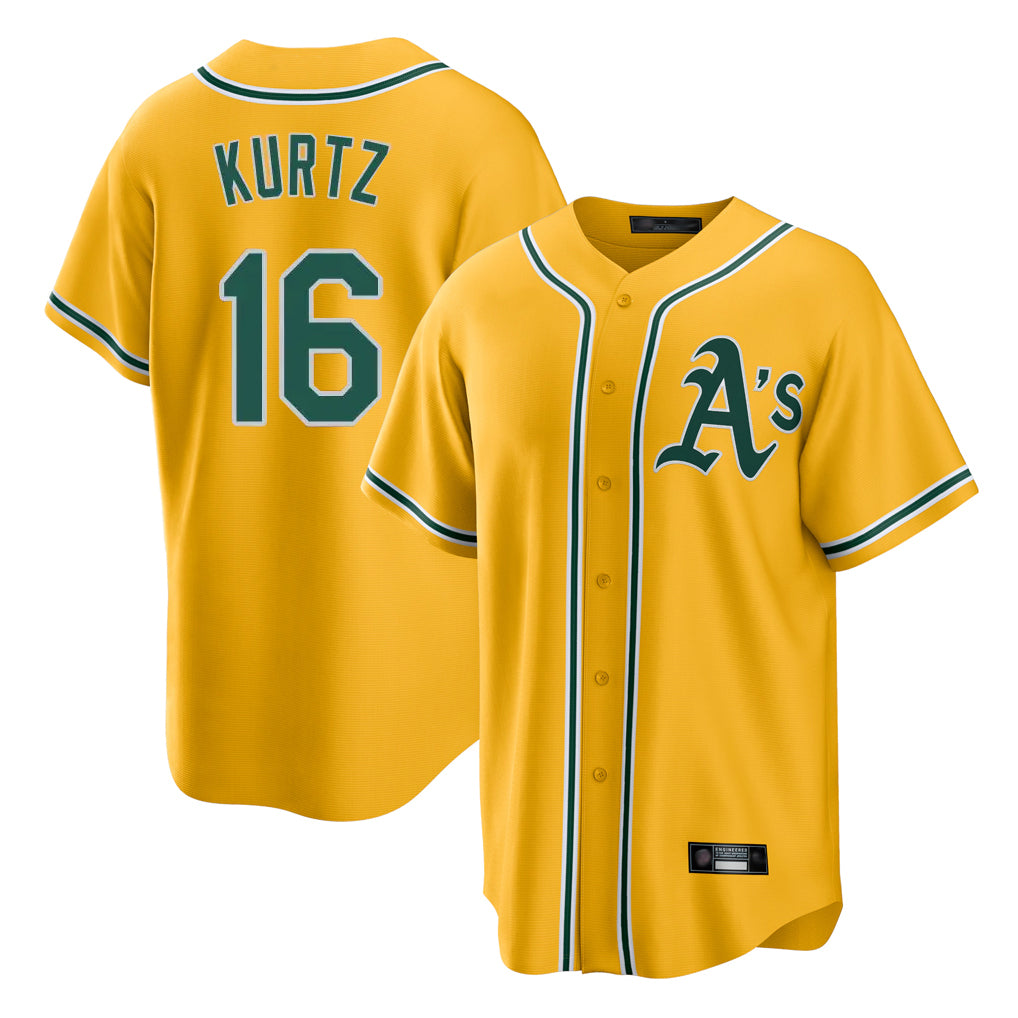 Athletics #16 Nick Kurtz Player Gold Alternate Home Game Edoa Stitched Jerseys