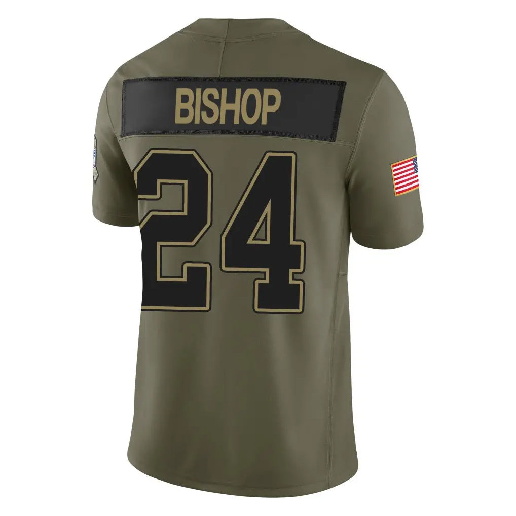 B.Bills #24 Cole Bishop Player Olive Salute To Service Limited Home Game Edoa Stitched Jerseys