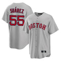 B.Red Sox #55 Ranger Su¨¢rez Player Gray Road Home Game Edoa Stitched Jerseys