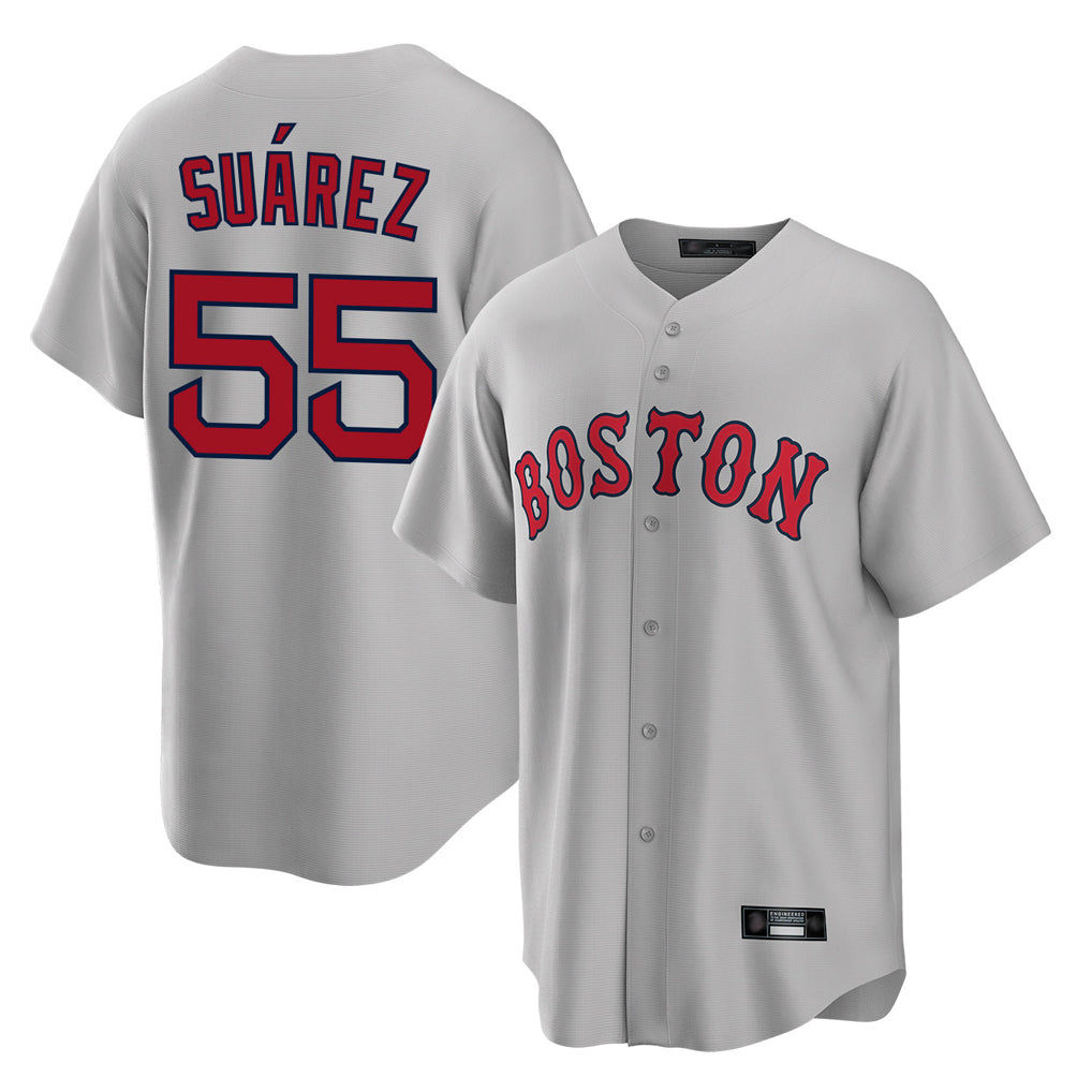 B.Red Sox #55 Ranger Su¨¢rez Player Gray Road Home Game Edoa Stitched Jerseys