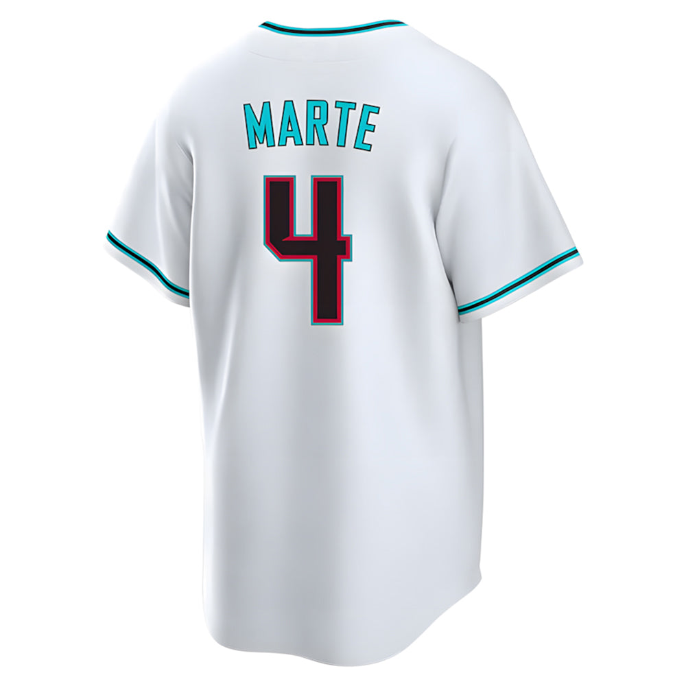 A.Diamondbacks #4 Ketel Marte Player White World Series Home Game Edoa Stitched Jerseys
