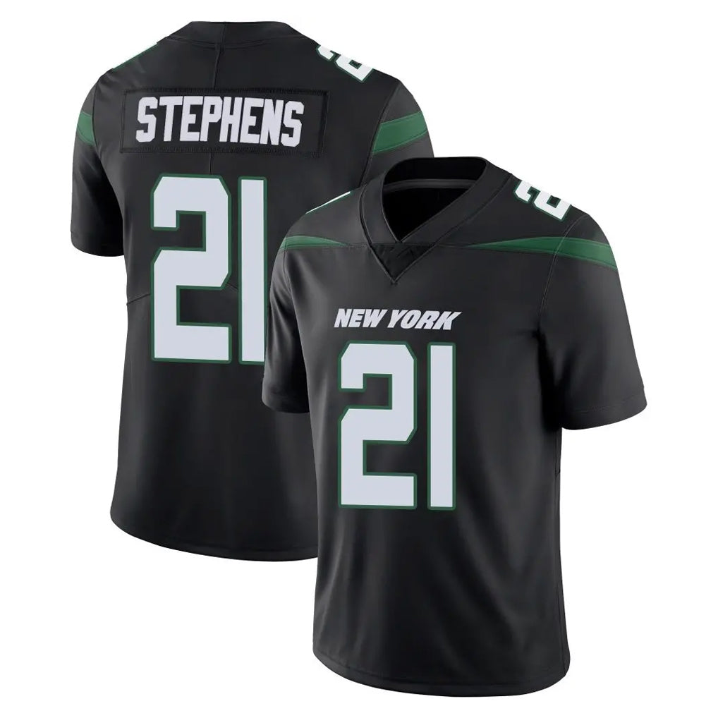 NY.Jets #21 Brandon Stephens Player Stealth Black Limited Vapor Home Game Edoa Stitched Jerseys