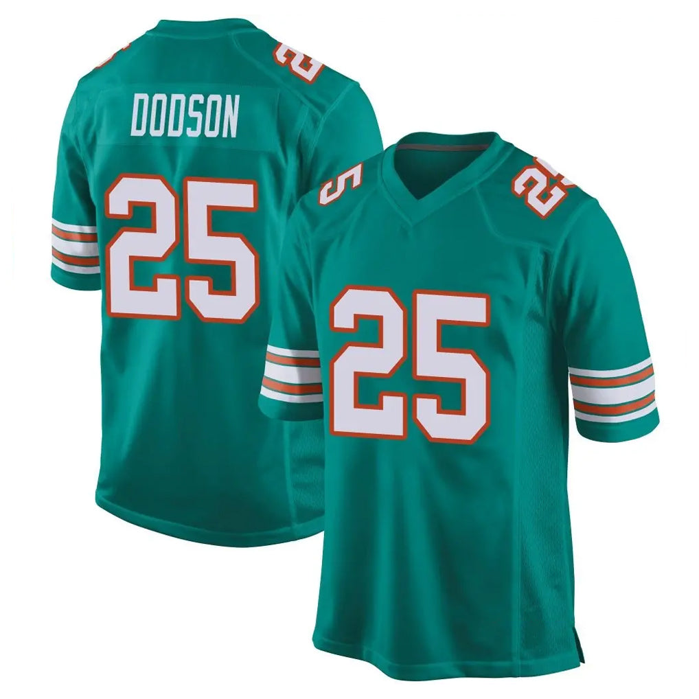 M.Dolphins #25 Tyrel Dodson Player Aqua Alternate Home Game Edoa Stitched Jerseys