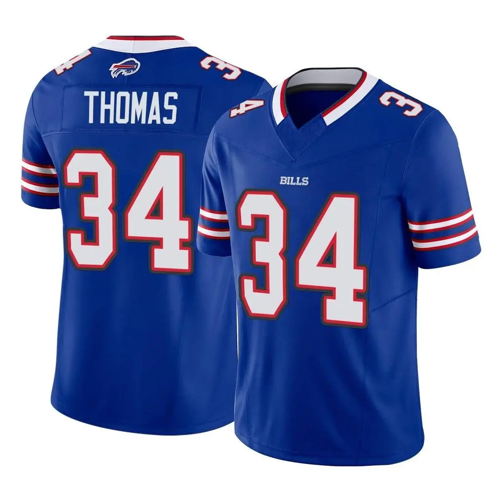 B.Bills #34 Thurman Thomas Player Royal Vapor F.U.S.E. Limited Home Game Edoa Stitched Jerseys
