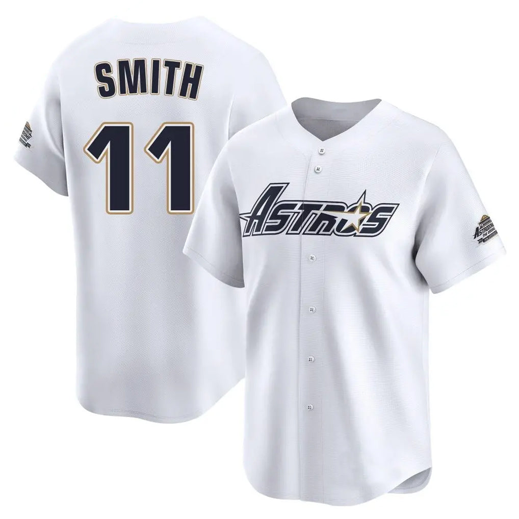 H.Astros #11 Cam Smith Player White Throwback Cooperstown Collection Limited Edoa Stitched Jerseys