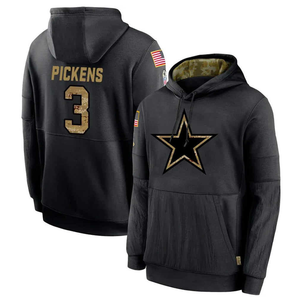 D.Cowboys #3 George Pickens Player Black Salute to Service Pullover Hoodies Limited Edoa Stitched Jerseys