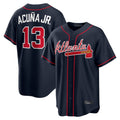 A.Braves #13 Ronald Acuna Jr Player Navy Home Game Edoa Stitched Jerseys