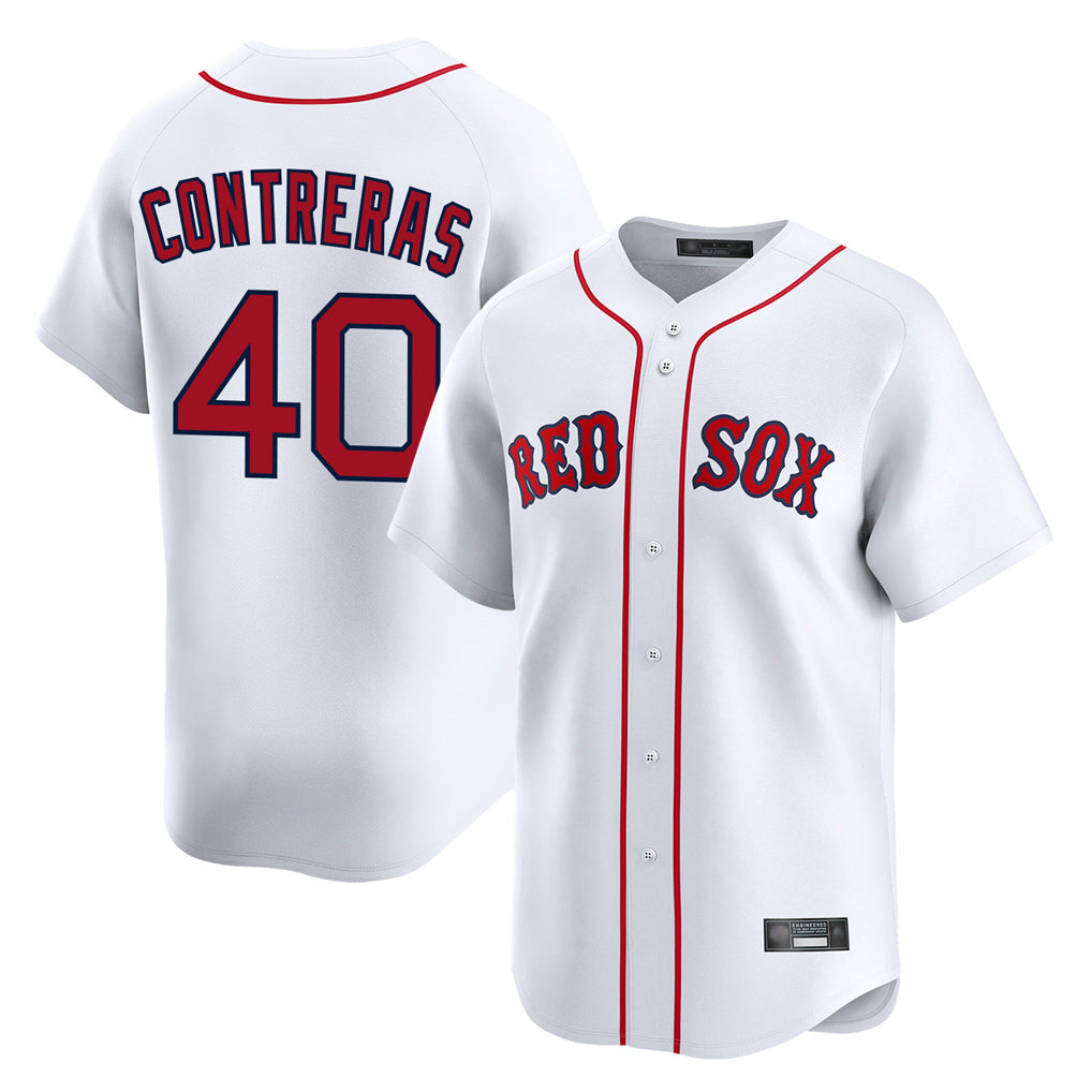 B.Red Sox #40 Willson Contreras Player White Limited Home Game Edoa Stitched Jerseys