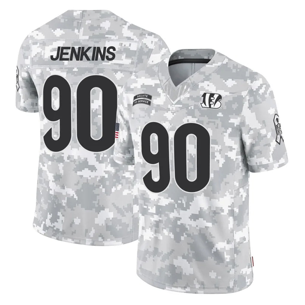 C.Bengals #90 Kris Jenkins Jr Player Arctic Camo Salute to Service Limited Edoa Stitched Jerseys