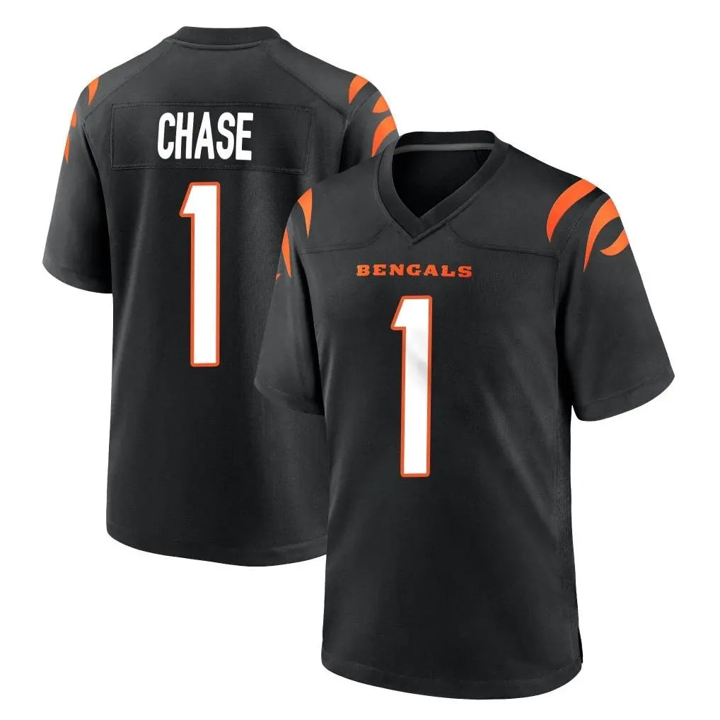 C.Bengals #1 Ja'Marr Chase Player Black Home Game Edoa Stitched Jerseys