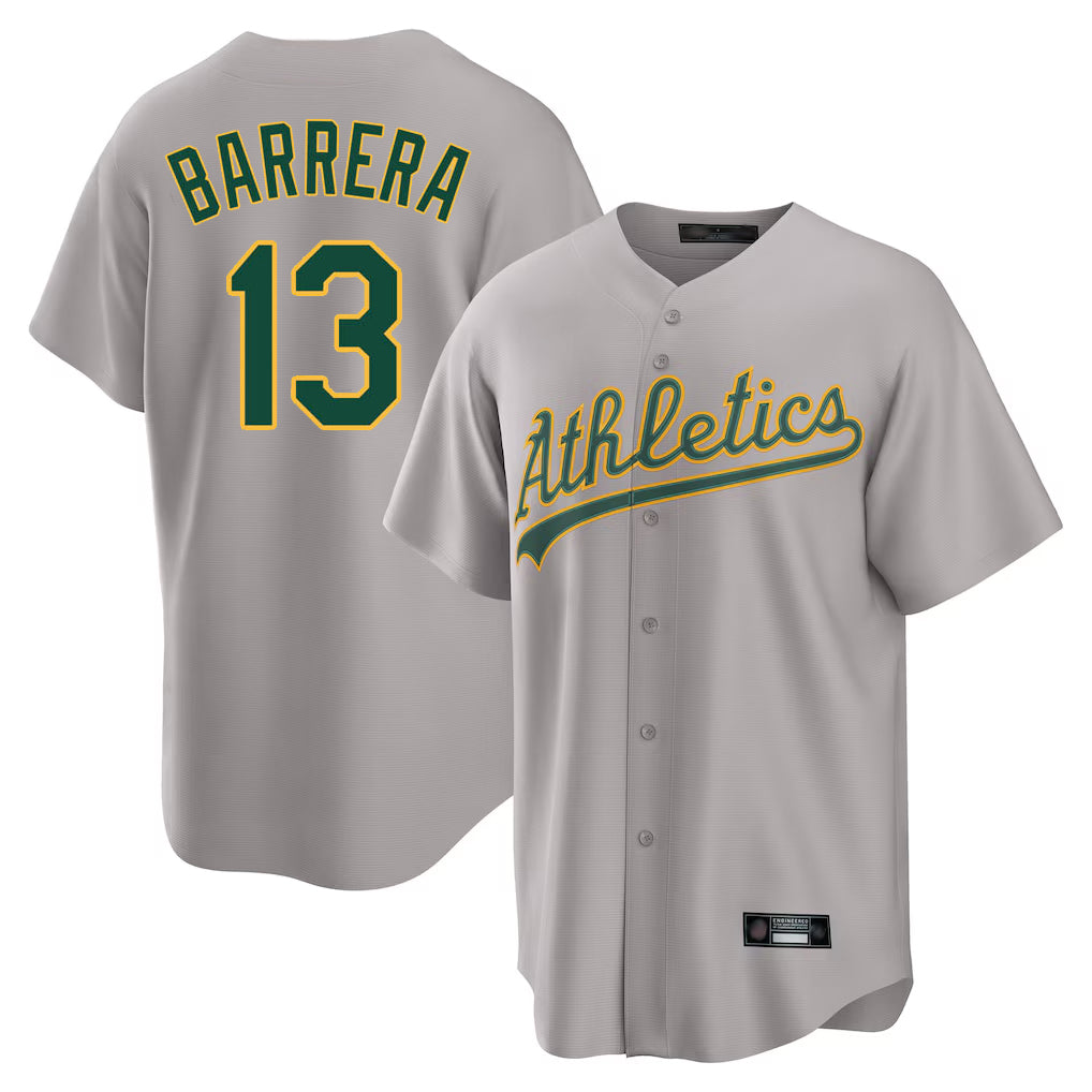 Athletics #13 Luis Barrera Player Gray Home Game Edoa Stitched Jerseys