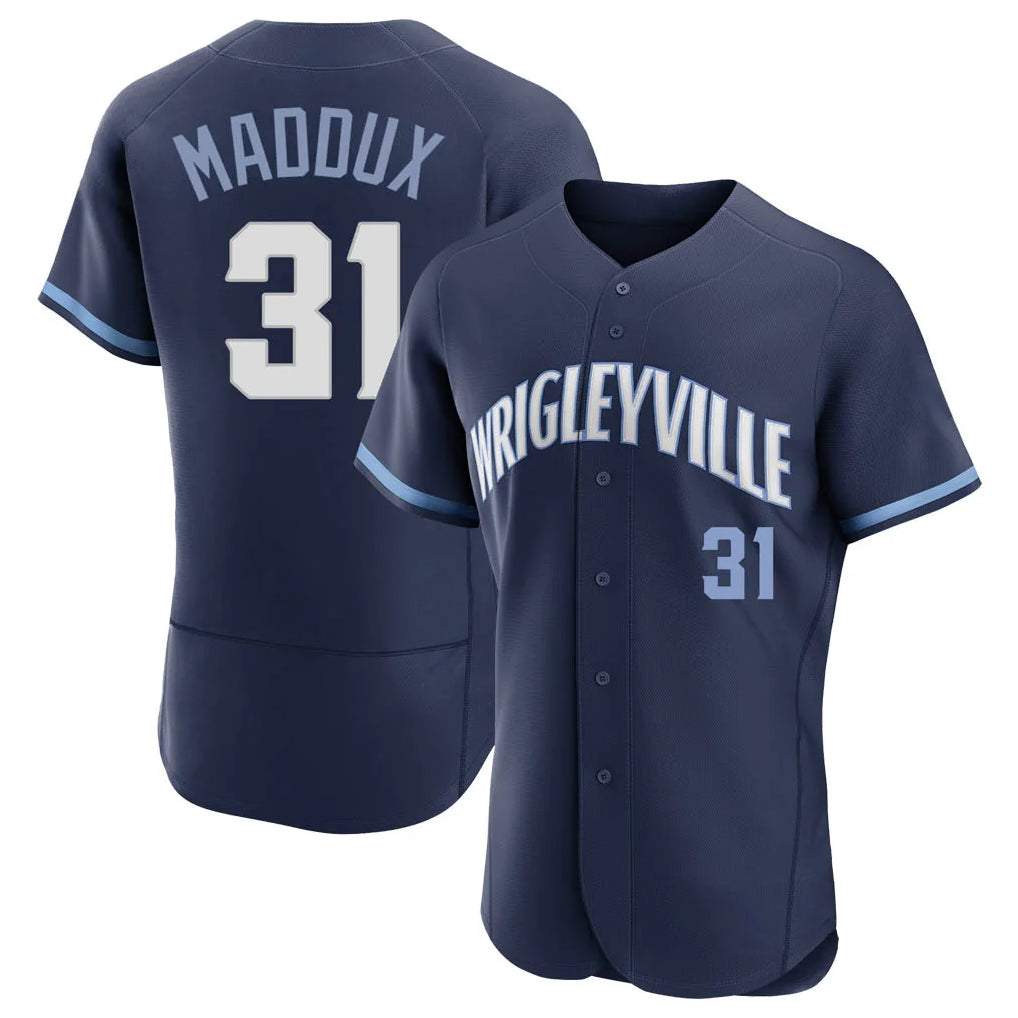 C.Cubs #31 Greg Maddux Player Navy City Connect Limited Elite Home Edoa Stitched Jerseys