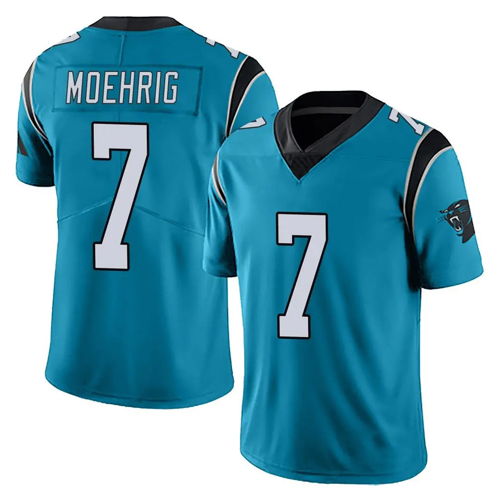 C.Panthers #7 Tre'von Moehrig Player Blue Vapor Untouchable Limited Game Edoa Stitched Jerseys