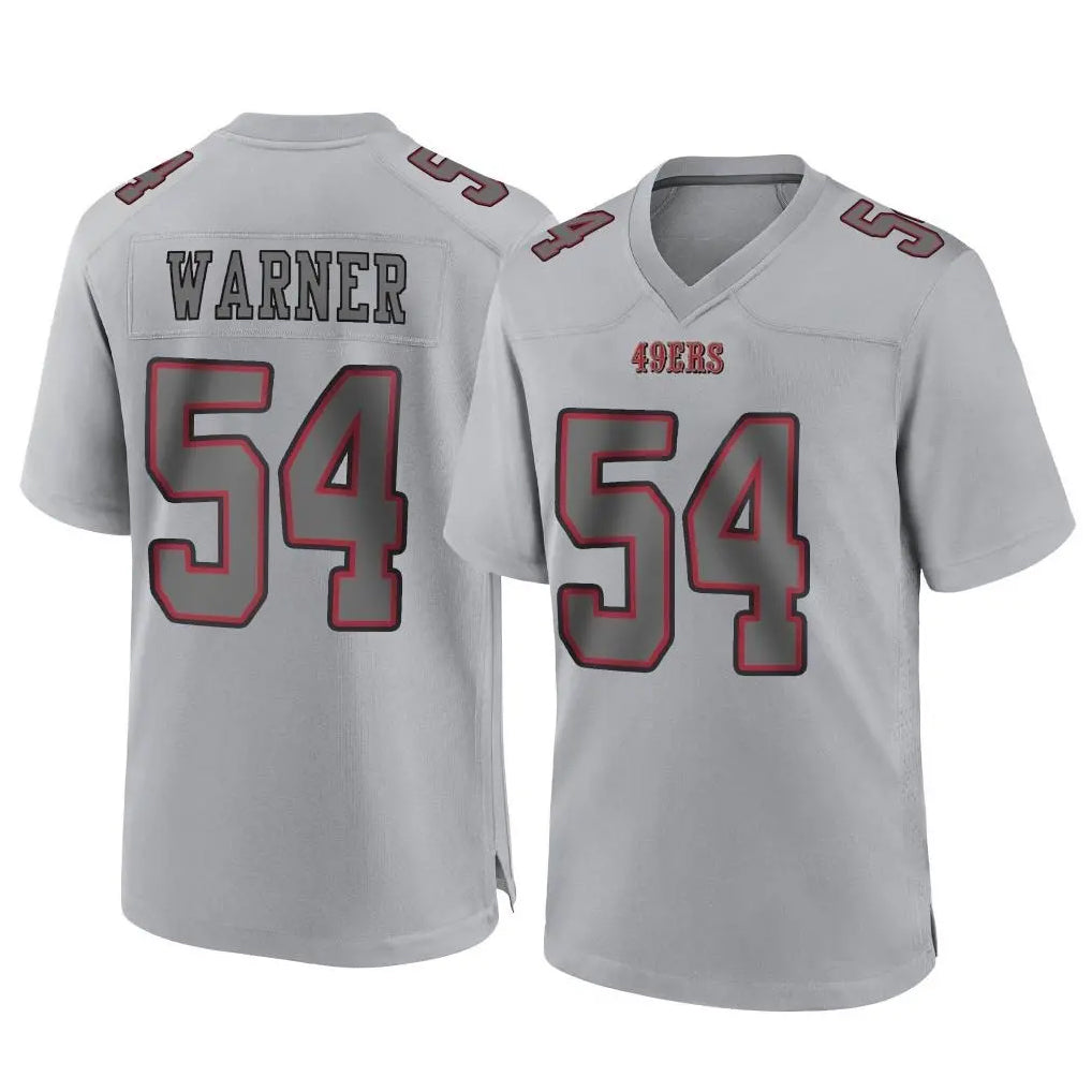 SF.49ers #54 Fred Warner Player Gray Atmosphere Fashion Home Game Edoa Stitched Jerseys