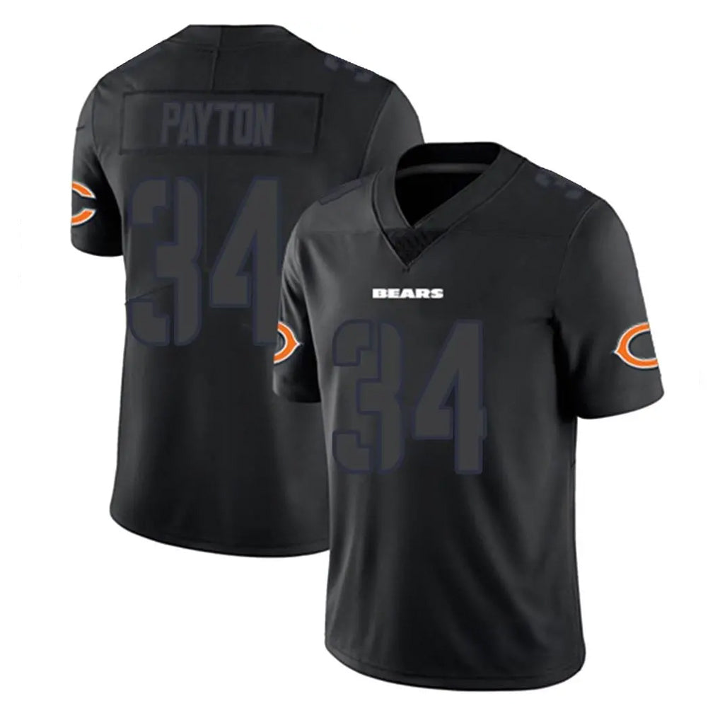 C.Bears #34 Walter Payton Player Black Impact Limited Game Edoa Stitched Jerseys