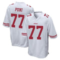 SF.49ers #77 Dominick Puni Player White Home Game Edoa Stitched Jerseys