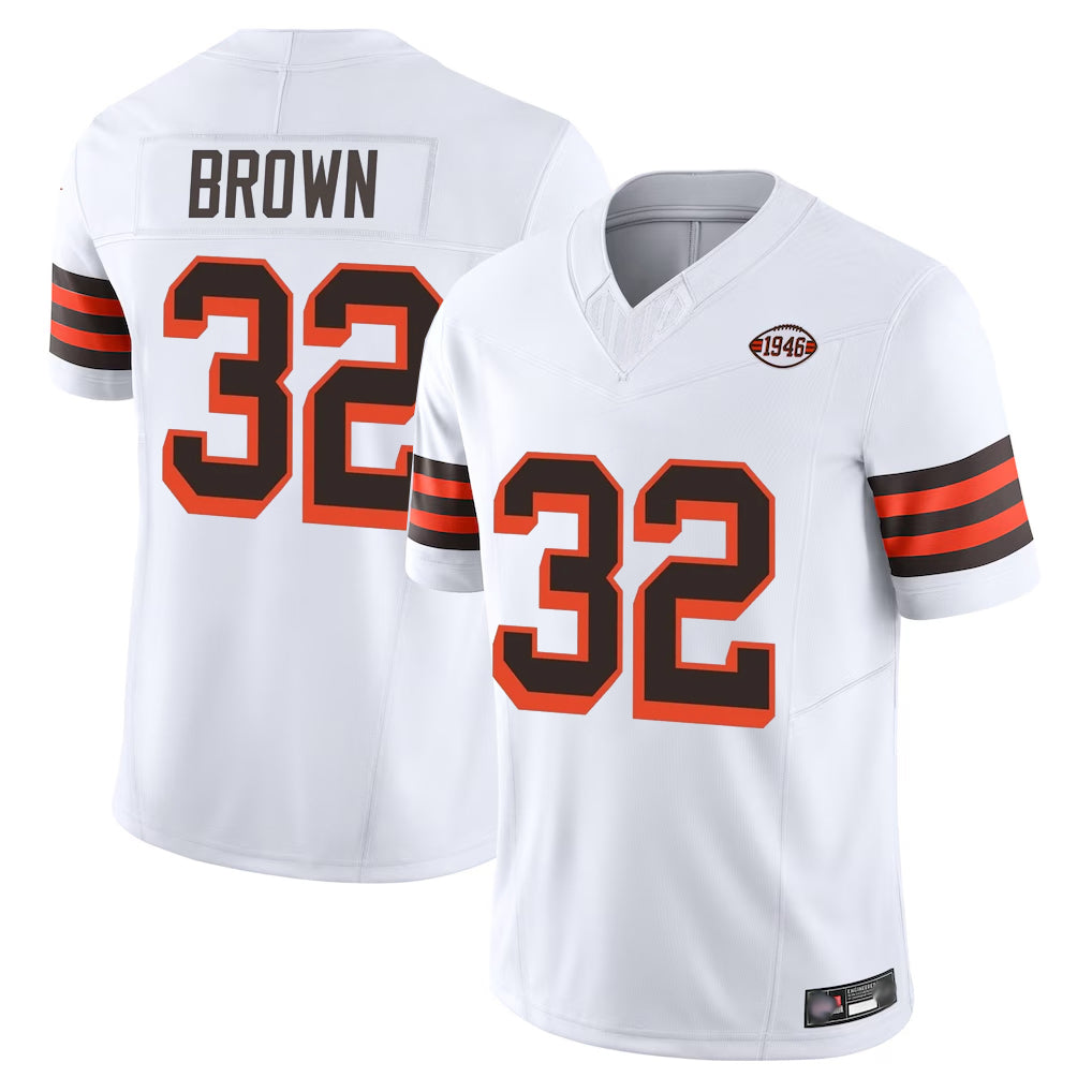 C.Browns #32 Jim Brown Player White Limited Vapor F.U.S.E. Alternate Game Edoa Stitched Jerseys