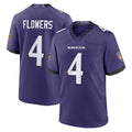 B.Ravens #4 Zay Flowers Player Purple Home Game Edoa Stitched Jerseys