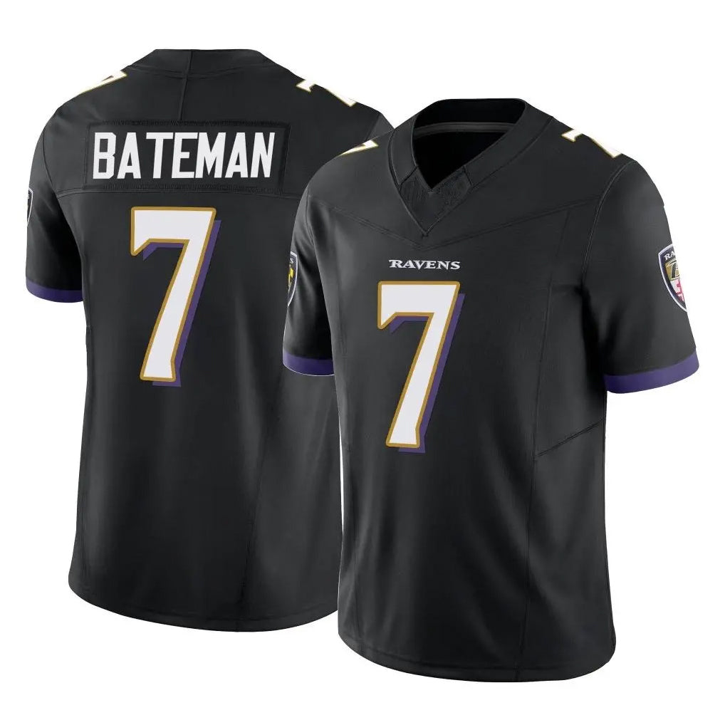 B.Ravens #7 Rashod Bateman Player Black Vapor F.U.S.E. Limited Edoa Stitched Jerseys
