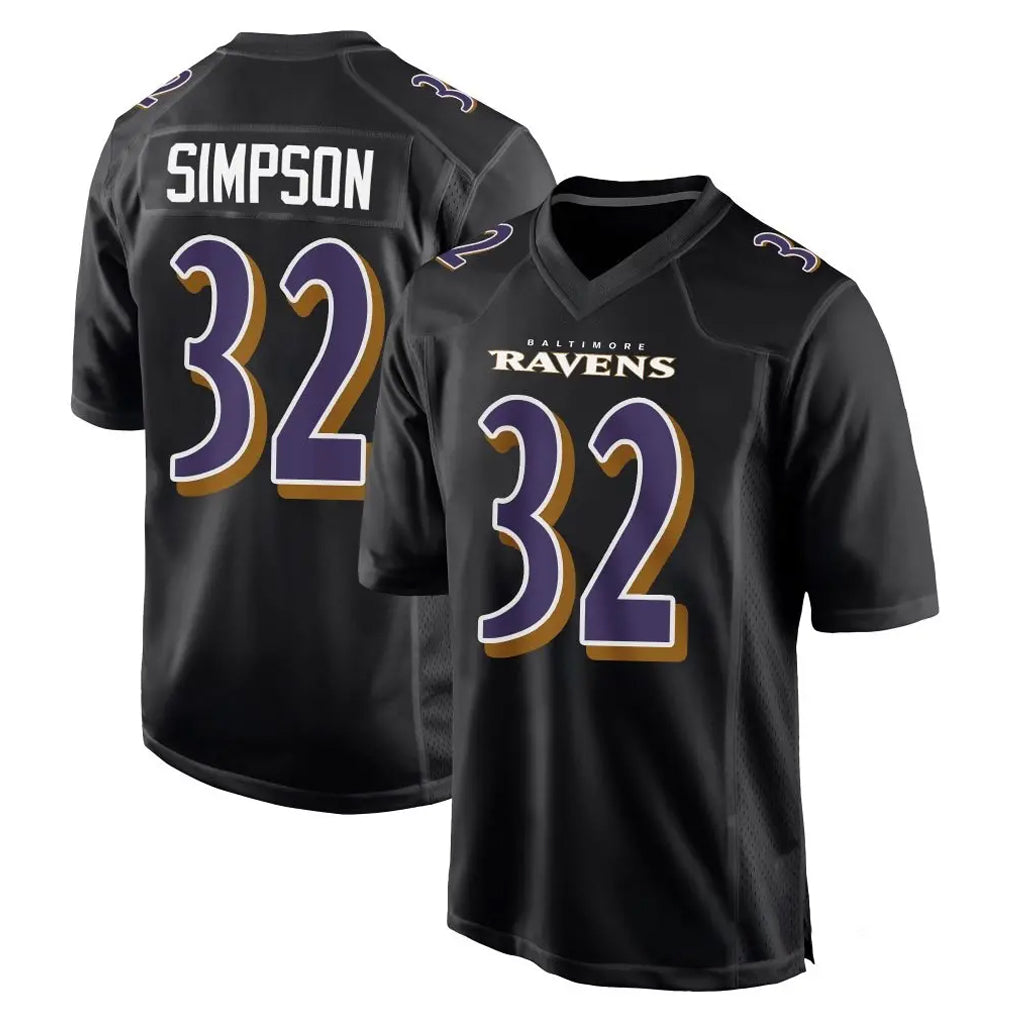 B.Ravens #32 Trenton Simpson Player Black Carbon Fashion Home Game Edoa Stitched Jerseys