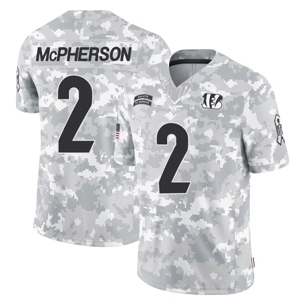 C.Bengals #2 Evan McPherson Player Arctic Camo Salute to Service Limited Edoa Stitched Jerseys