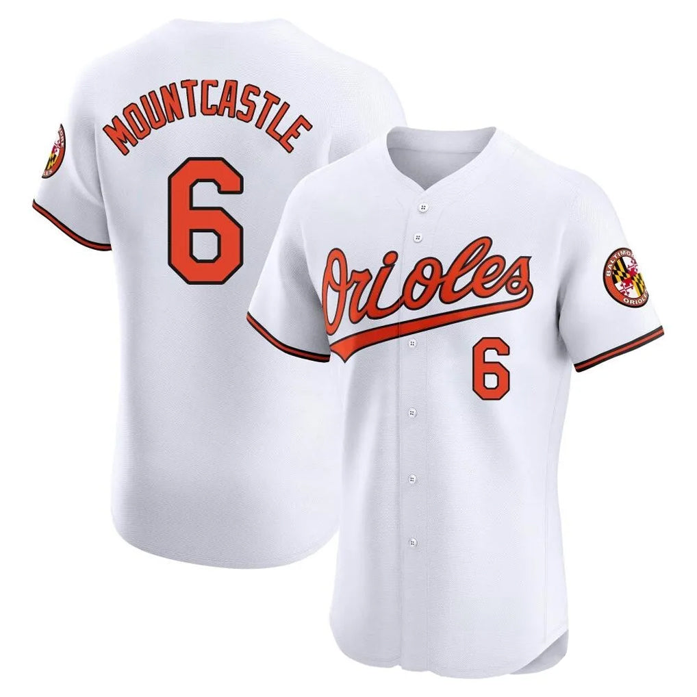 B.Orioles #6 Ryan Mountcastle Player White Limited Elite Home Game Edoa Stitched Jerseys