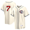 C.Cubs #7 Dansby Swanson Player Cream Field of Dreams Home Game Edoa Stitched Jerseys