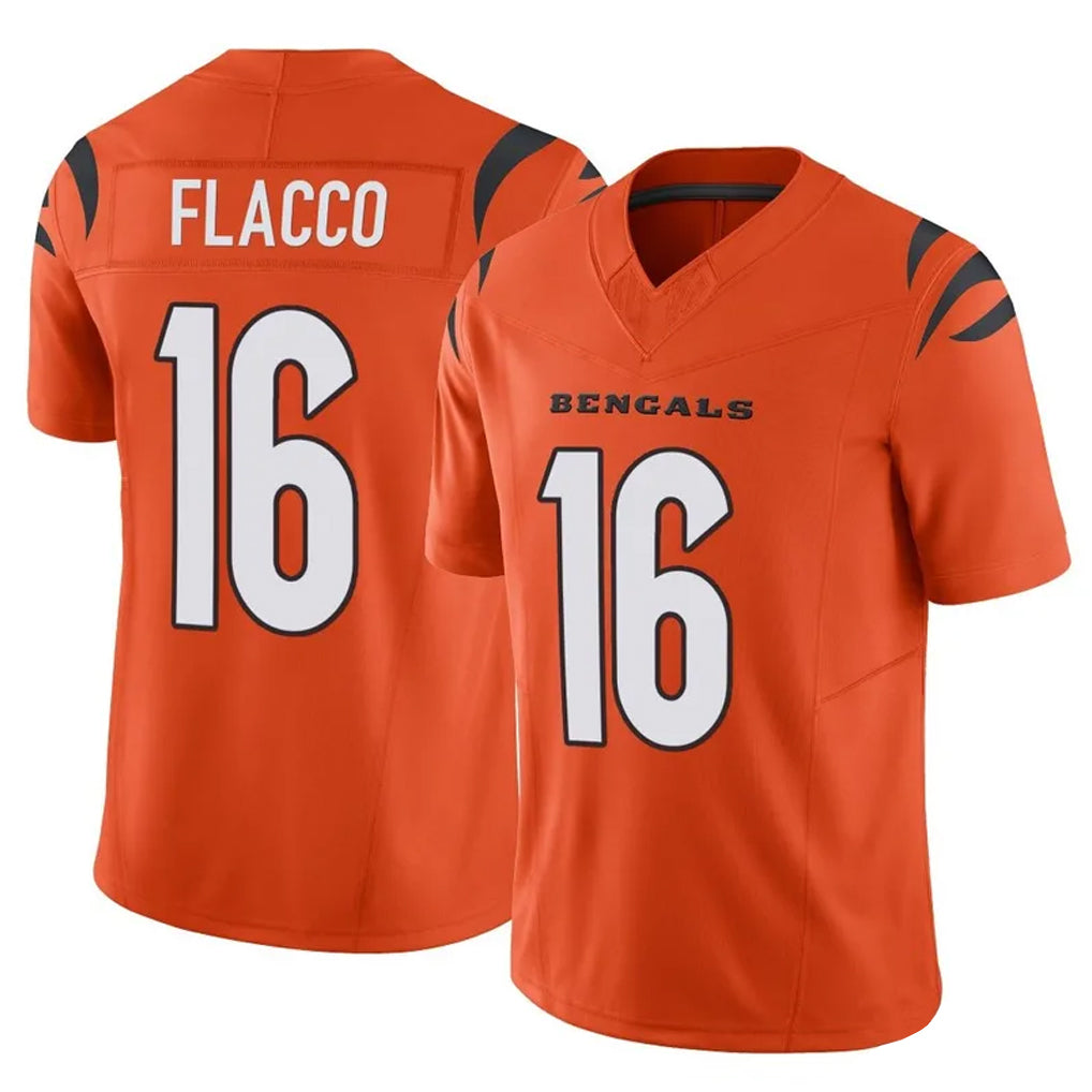 C.Bengals #16 Joe Flacco Player Orange Vapor F.U.S.E. Limited Home Game Edoa Stitched Jerseys