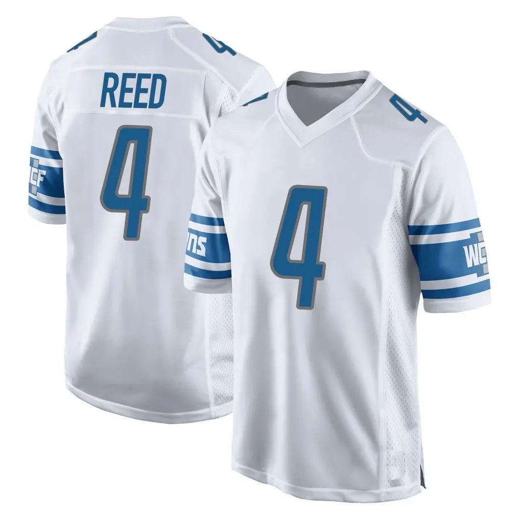 D.Lions #4 D.J. Reed Player White Home Game Edoa Stitched Jerseys